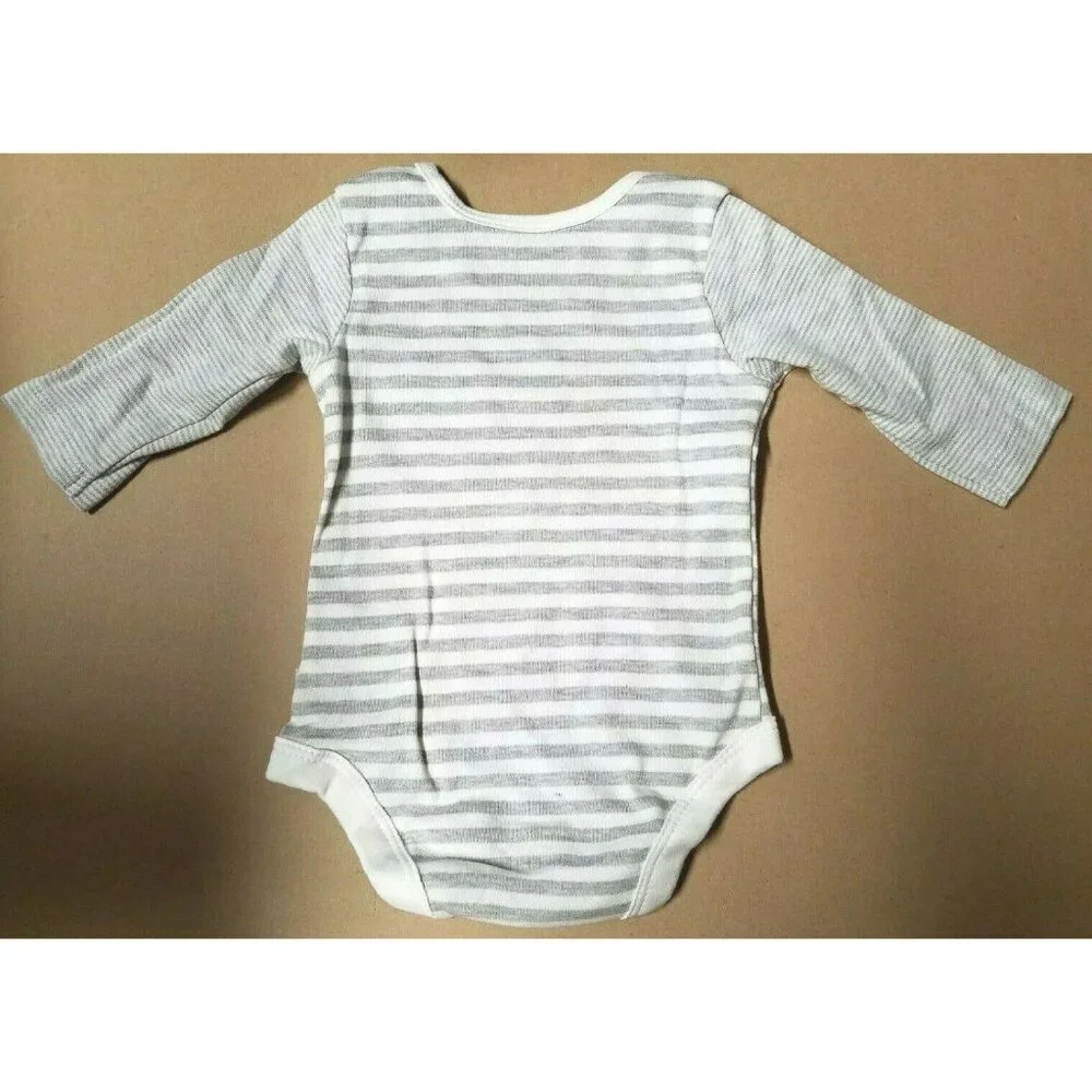 Disney Winnie The Poo Newborn One Piece Long Sleeve Bodysuit Gray/White 0-3 M
